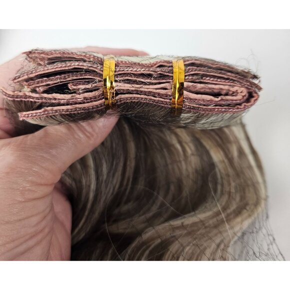 Vigorous Womens Clip In Hair Extensions 4 pcs Light Brown & Ash Blonde 20 Inches - Picture 4 of 6